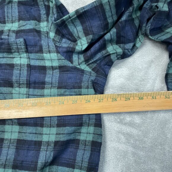 Lands' End Women's XL Plaid Blouse Green Cotton Blend H0933 - Picture 3 of 7